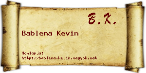 Bablena Kevin névjegykártya