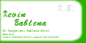 kevin bablena business card